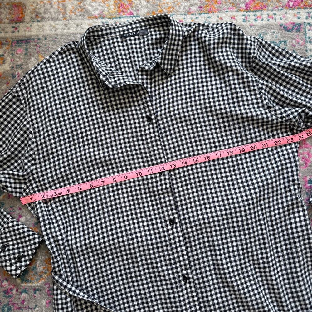 Esmara Black White Plaid Flannel Button Down Long Tunic Shirt Women’s Size 14 - Picture 6 of 9